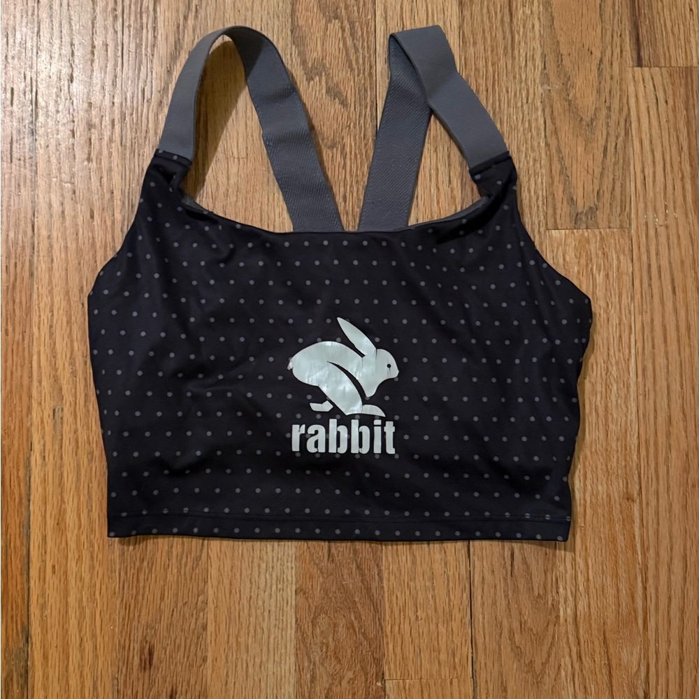 Rabbit Women's Black Sports Bra Crop Top